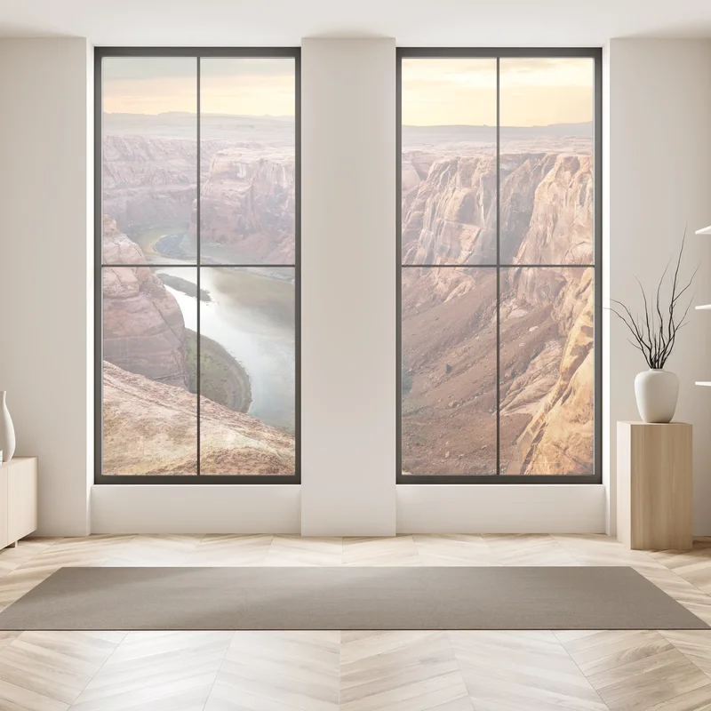 Fensteraufkleber sonnenbeschienener canyon bei Horseshoe Bend, Colorado River