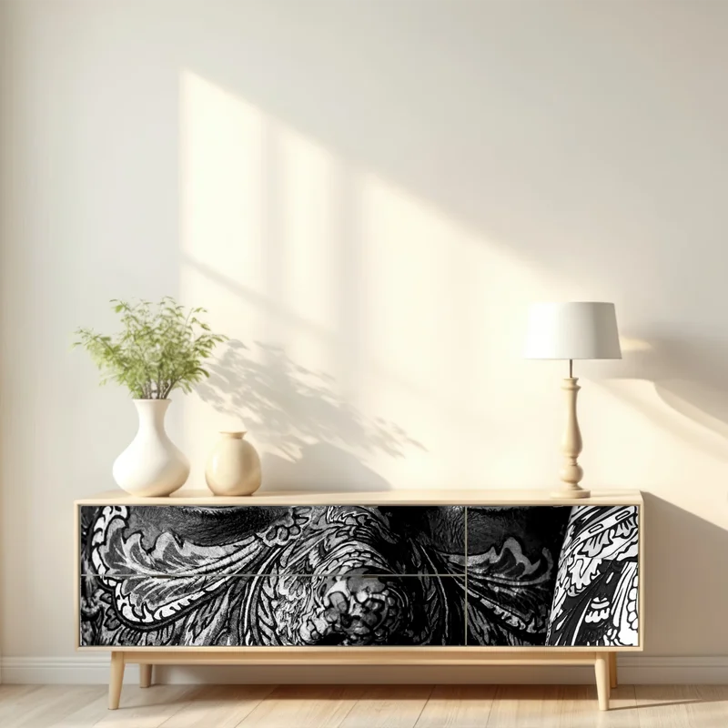 Repositionierbarer Aufkleber ornamentales porträt mit floralen mustern