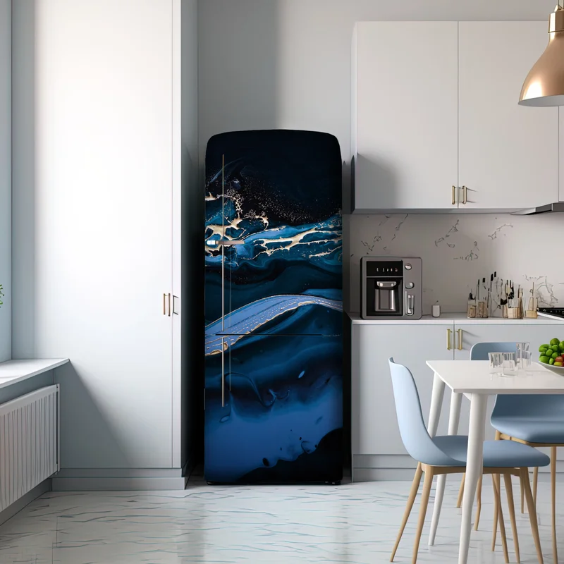 Kühlschrankaufkleber marineblaue und goldene abstraktion