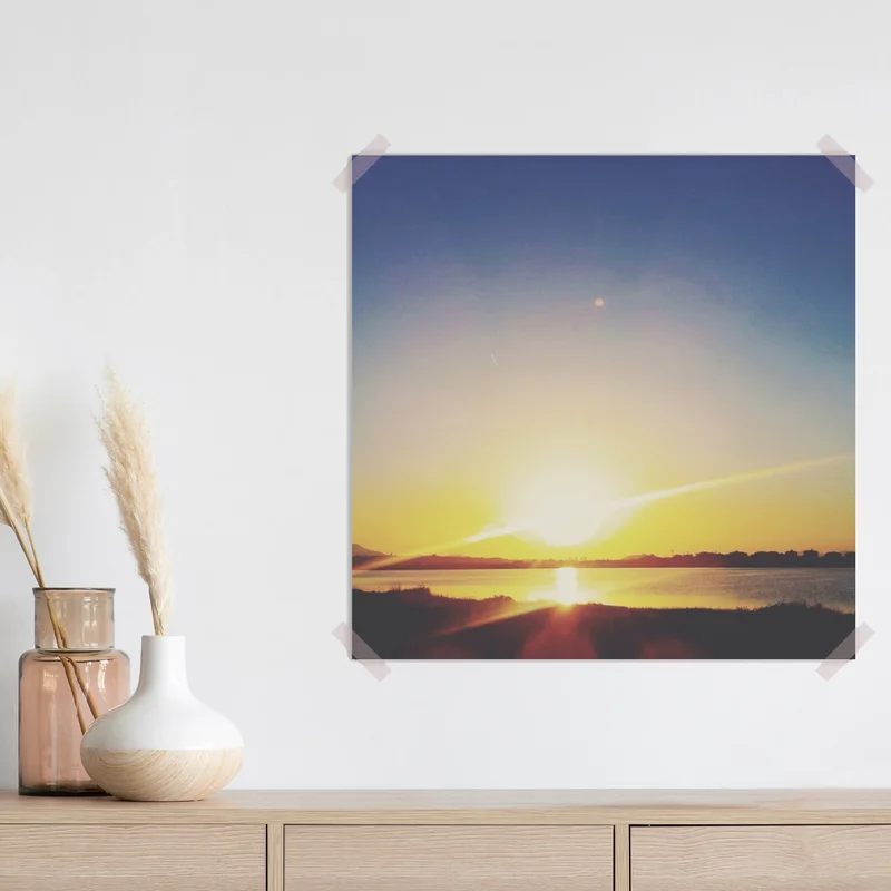 Poster goldener sonnenaufgang über dem see • Poster bei Wallnifity® Poster goldener sonnenaufgang über dem see • Poster bei Wallnifity®