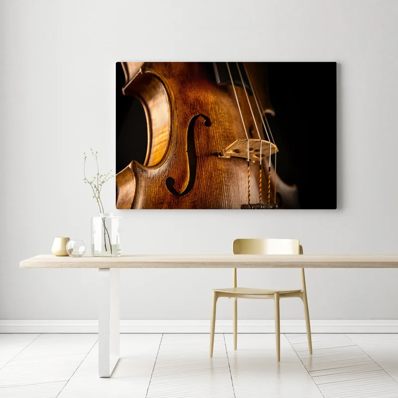 Leinwandbild nahaufnahme warmer holzgeige Leinwandbild nahaufnahme warmer holzgeige