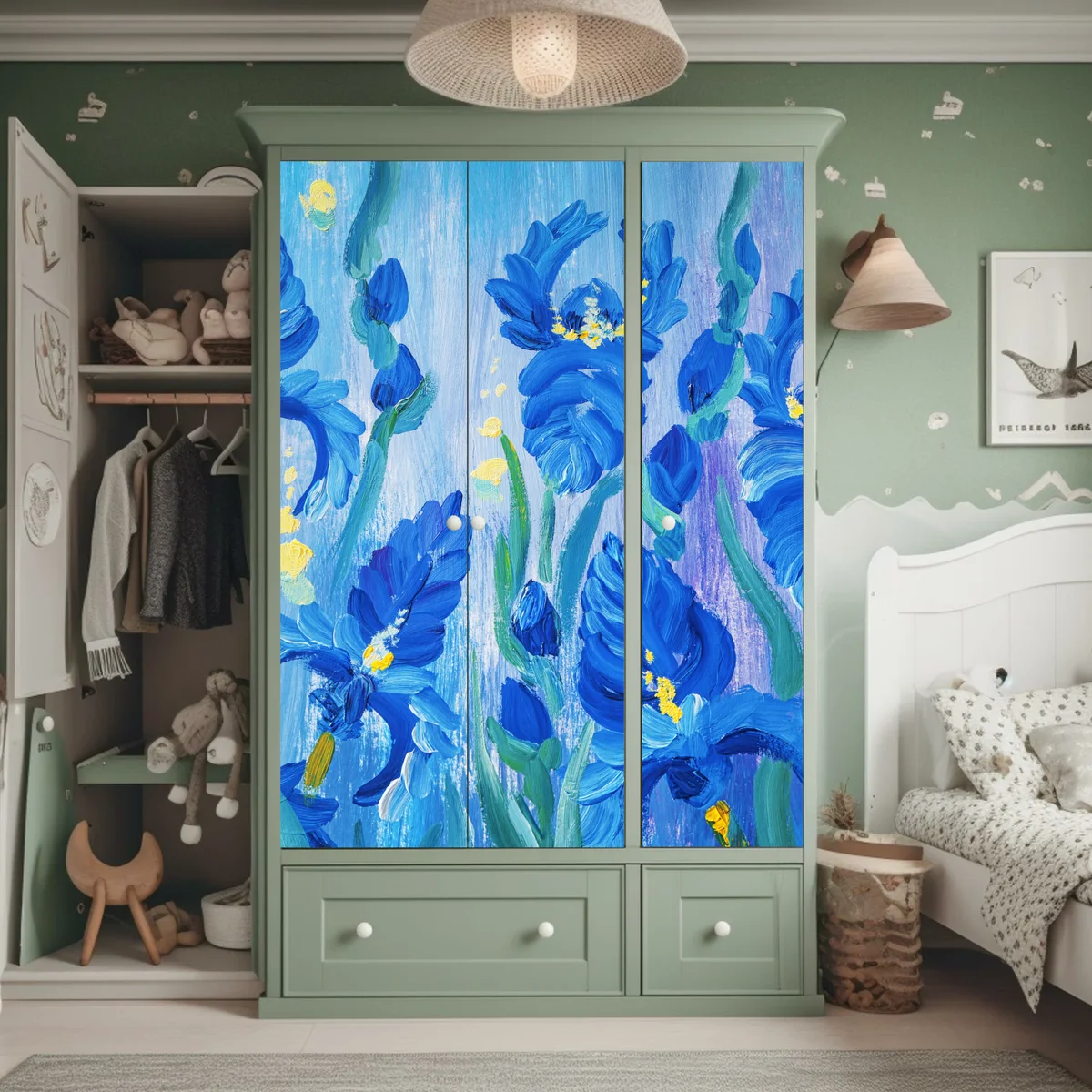 Schrankaufkleber lebendiger blauer iris-bund Schrankaufkleber lebendiger blauer iris-bund