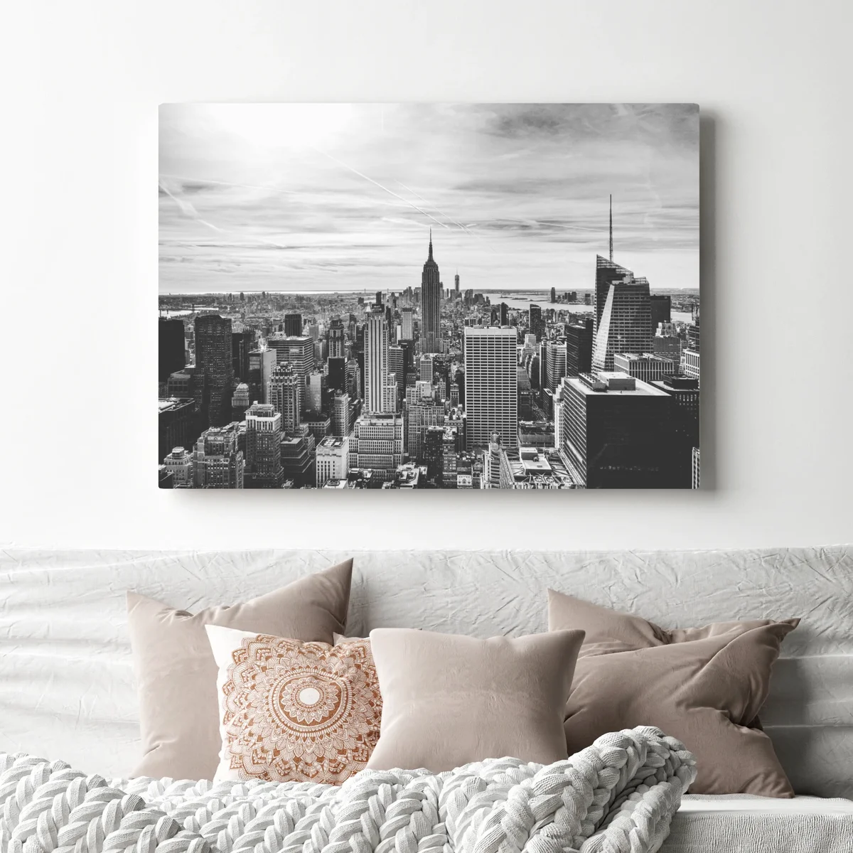 Leinwandbild panorama von New York in graustufen • Leinwandbilder bei Wallnifity® Leinwandbild panorama von New York in graustufen • Leinwandbilder bei Wallnifity®