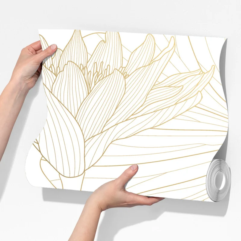 Fototapete zarte goldene blütenlinien Fototapete zarte goldene blütenlinien