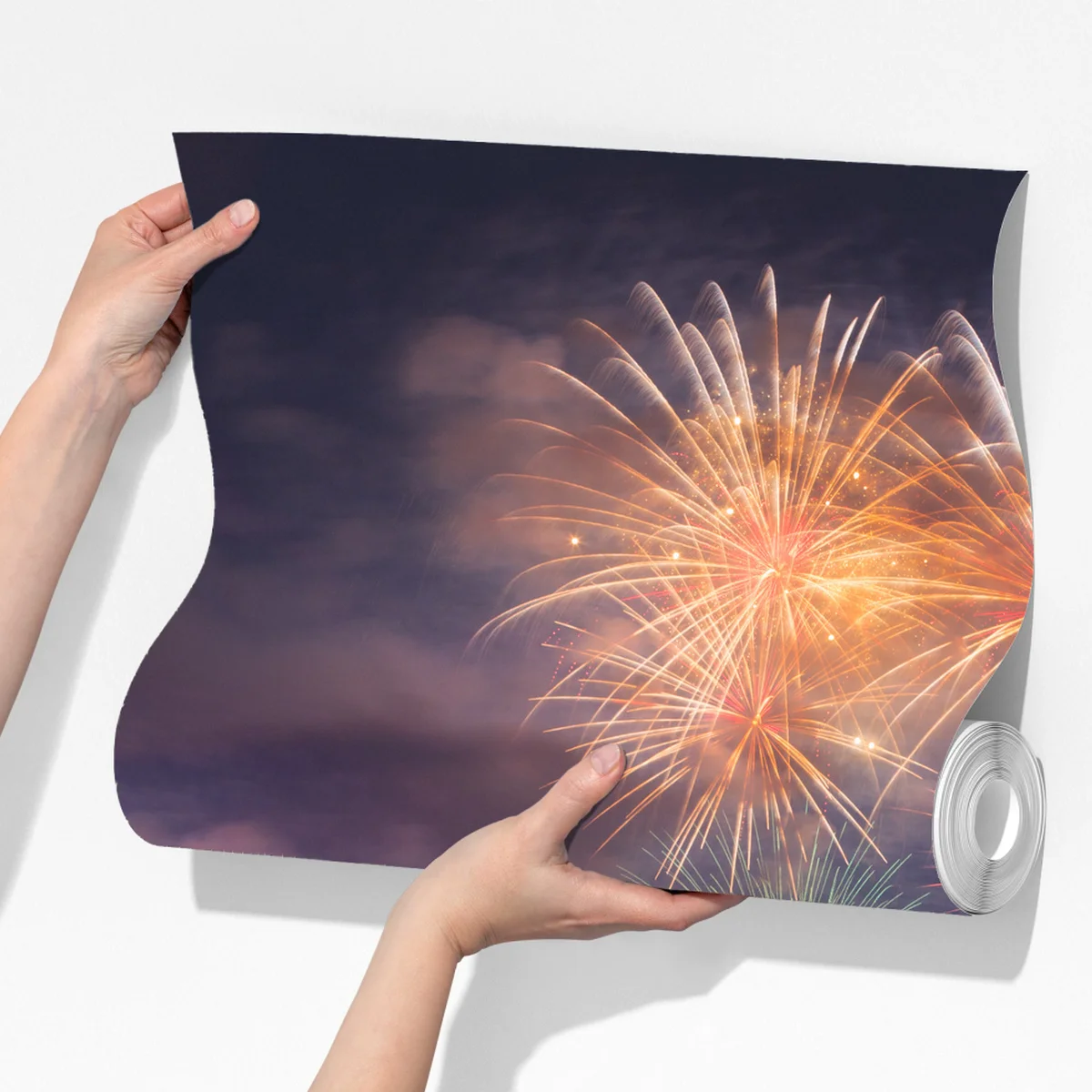 Fototapete Shanghai skyline mit feuerwerk über dem Huangpu Fototapete Shanghai skyline mit feuerwerk über dem Huangpu