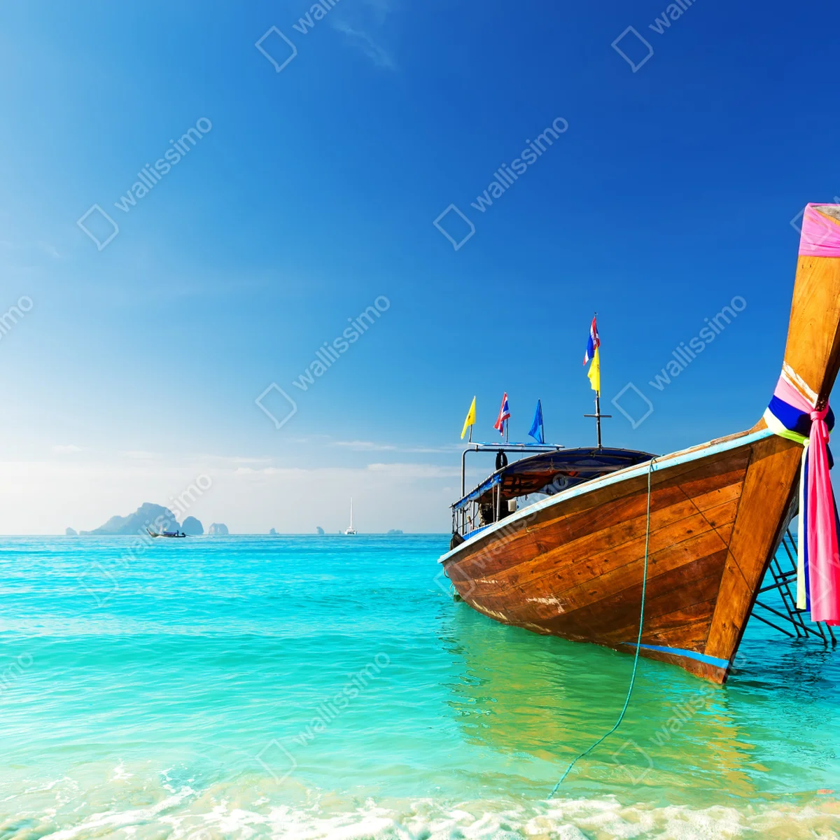 Laptop-Aufkleber langheckboot am türkisfarbenen strand, Andamanensee Laptop-Aufkleber langheckboot am türkisfarbenen strand, Andamanensee