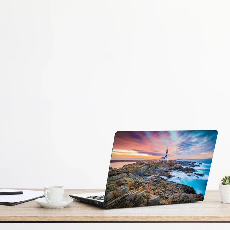 Naklejka na laptopa zachód słońca przy latarni Favaritx, Minorka