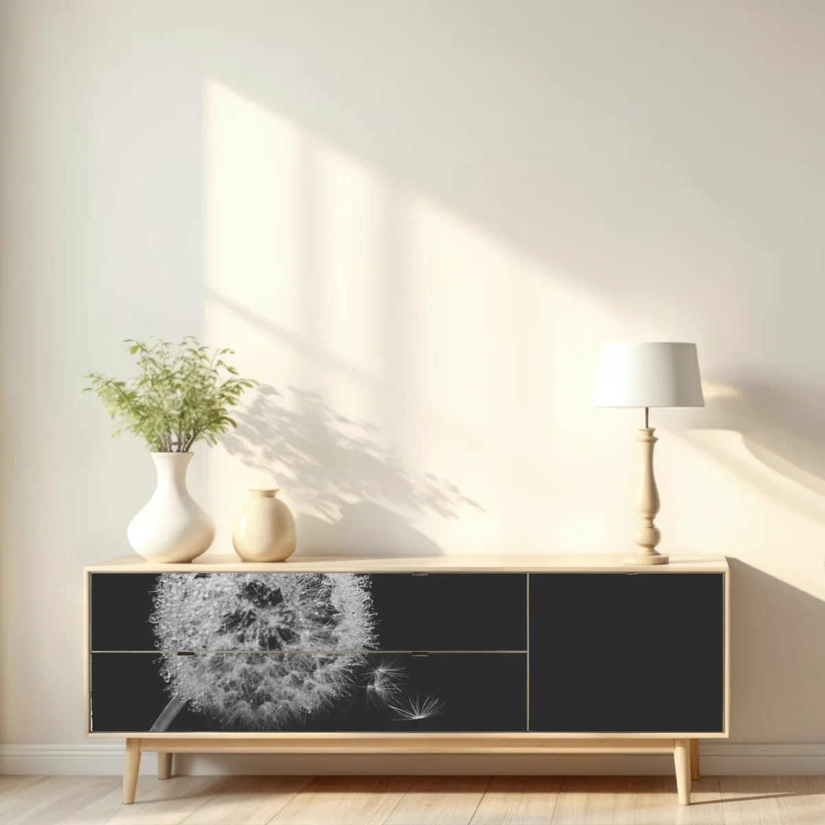 Repositionierbarer Aufkleber zarter löwenzahn in monochrom Repositionierbarer Aufkleber zarter löwenzahn in monochrom