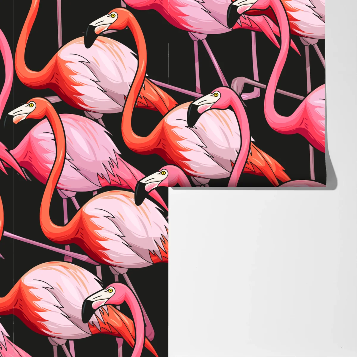 Fototapete rosa flamingo-muster auf schwarzem hintergrund Fototapete rosa flamingo-muster auf schwarzem hintergrund