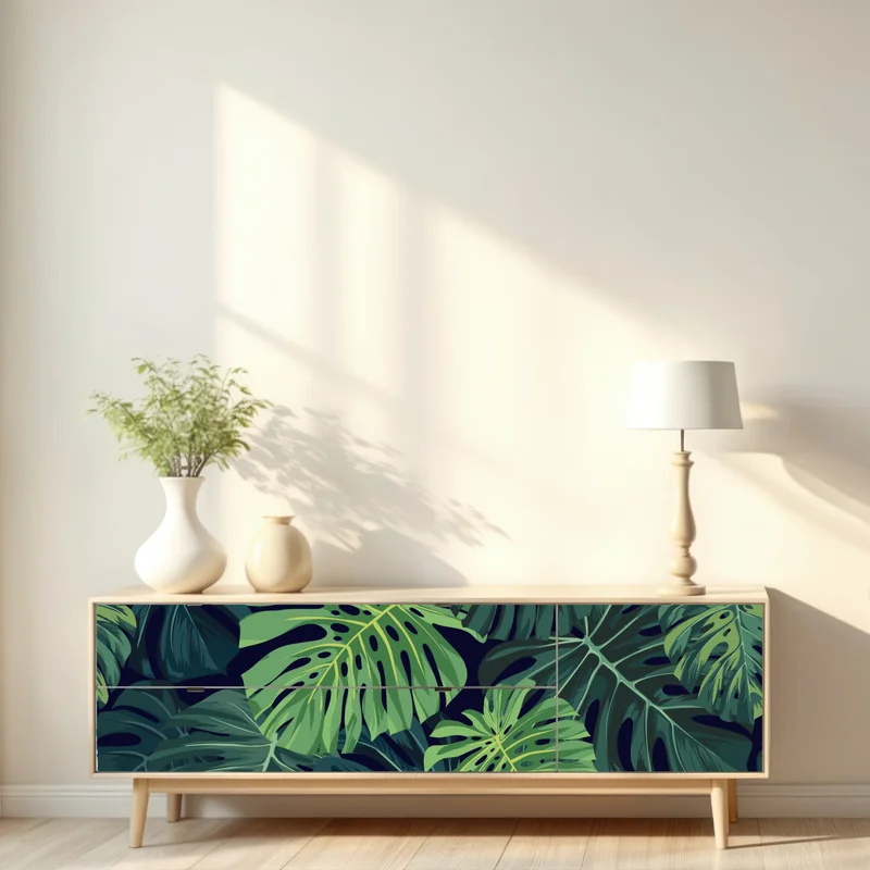 Repositionierbarer Aufkleber tropisches monstera-blattmuster Repositionierbarer Aufkleber tropisches monstera-blattmuster