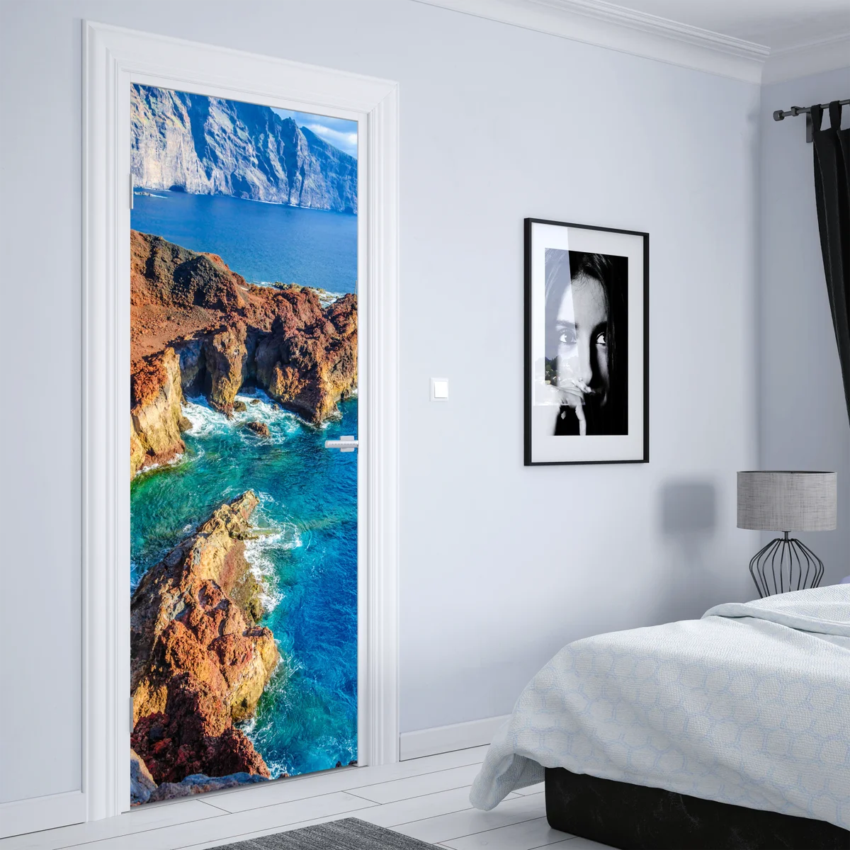 Türaufkleber dramatische klippen und türkisfarbenes meer bei Punto Teno, Teneriffa Türaufkleber dramatische klippen und türkisfarbenes meer bei Punto Teno, Teneriffa