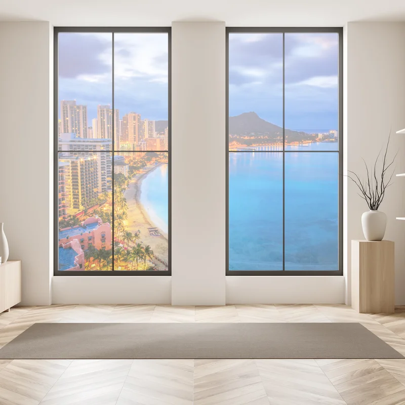 Fensteraufkleber Honolulu skyline bei dämmerung