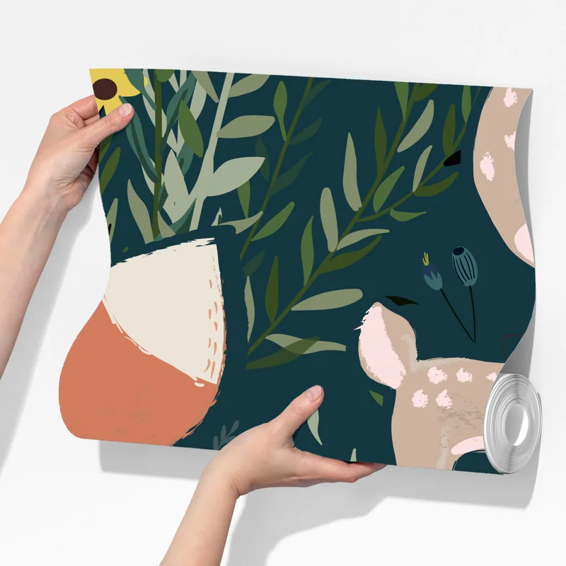 Fototapete waldfreunde blumenmuster fürs kinderzimmer Fototapete waldfreunde blumenmuster fürs kinderzimmer