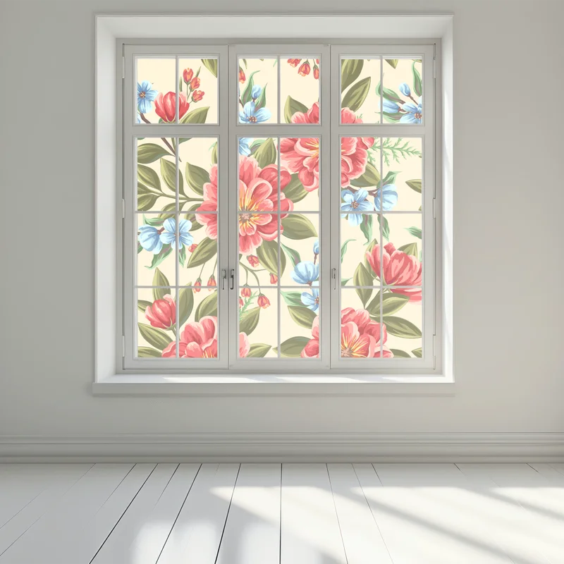 Fensteraufkleber lebhaftes aquarell blumenmuster Fensteraufkleber lebhaftes aquarell blumenmuster