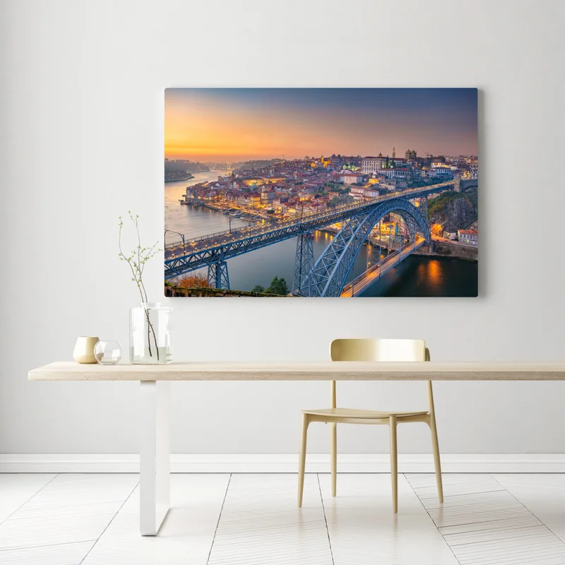 Leinwandbild porto skyline bei dämmerung mit Dom Luís I Leinwandbild porto skyline bei dämmerung mit Dom Luís I