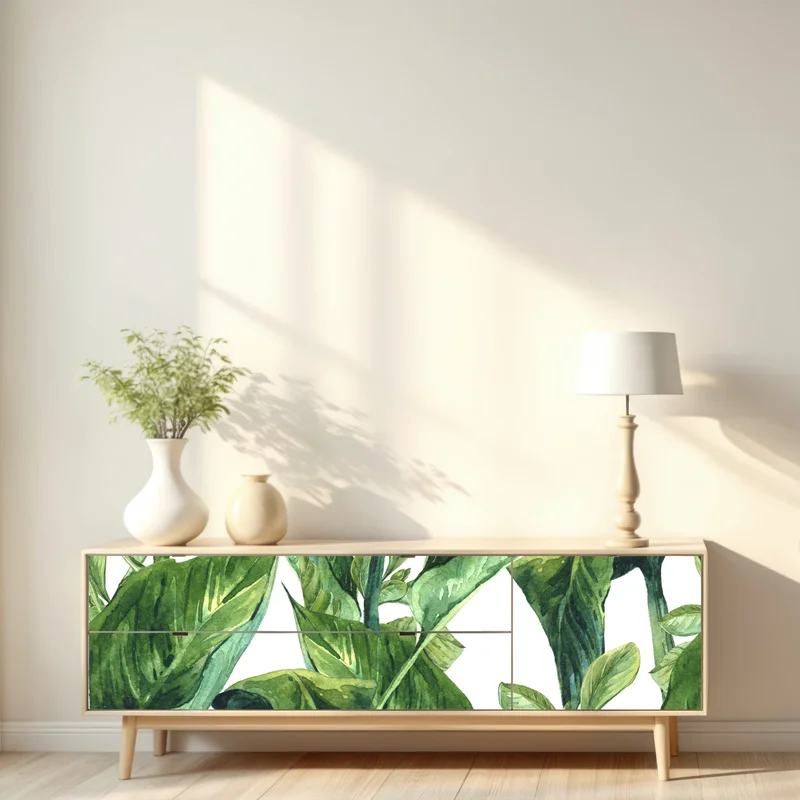 Repositionierbarer Aufkleber üppiges aquarellmuster tropischer blätter Repositionierbarer Aufkleber üppiges aquarellmuster tropischer blätter