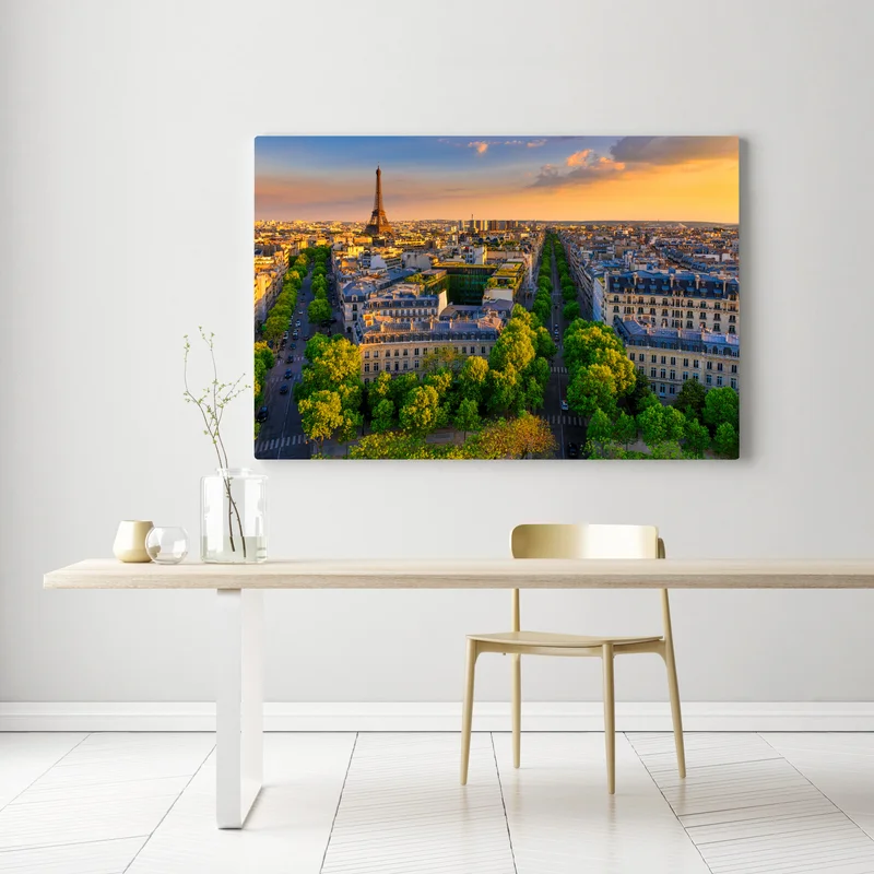 Leinwandbild sonnenuntergang über Paris mit Eiffelturm Leinwandbild sonnenuntergang über Paris mit Eiffelturm