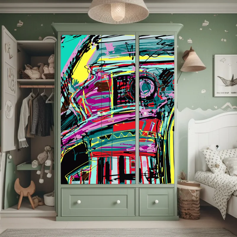 Schrankaufkleber lebhafte türkis abstrakte autokomposition Schrankaufkleber lebhafte türkis abstrakte autokomposition