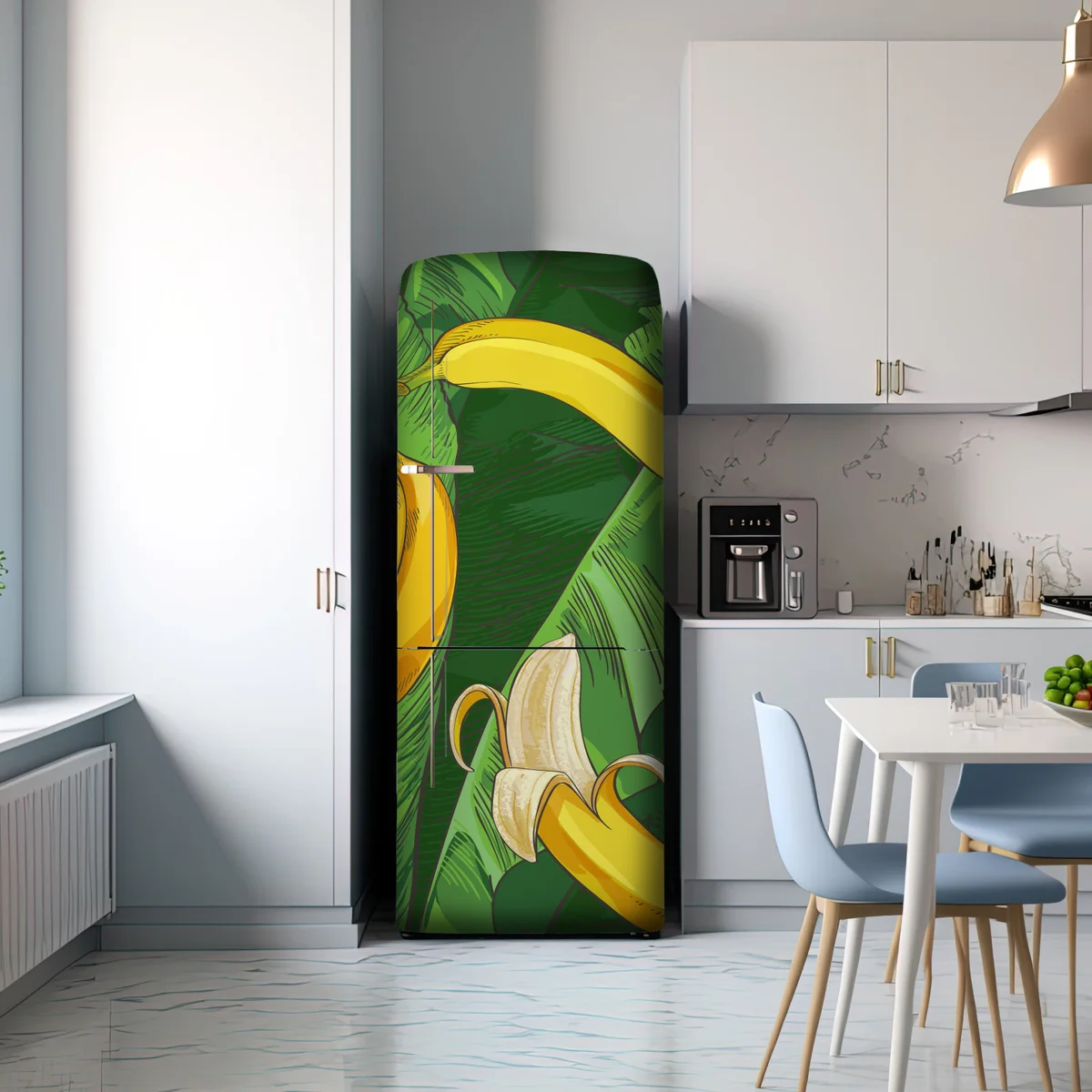 Kühlschrankaufkleber tropisches bananenmuster mit bananenblättern Kühlschrankaufkleber tropisches bananenmuster mit bananenblättern