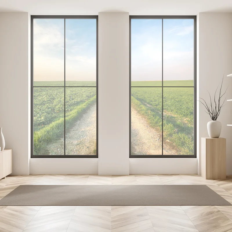 Fensteraufkleber feldweg durch grüne felder Fensteraufkleber feldweg durch grüne felder