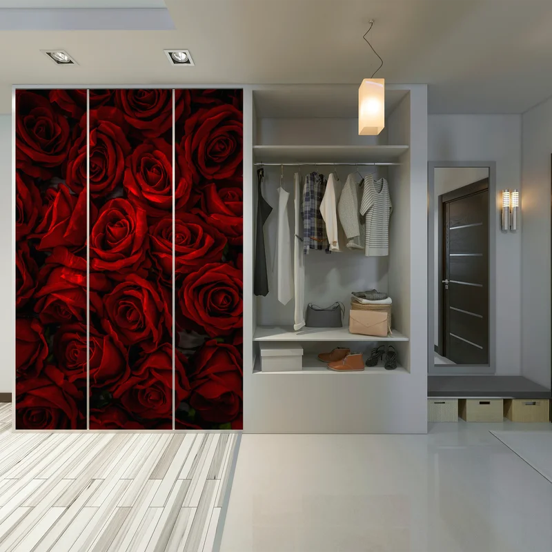 Schrankaufkleber intensive rote rosen nahaufnahme