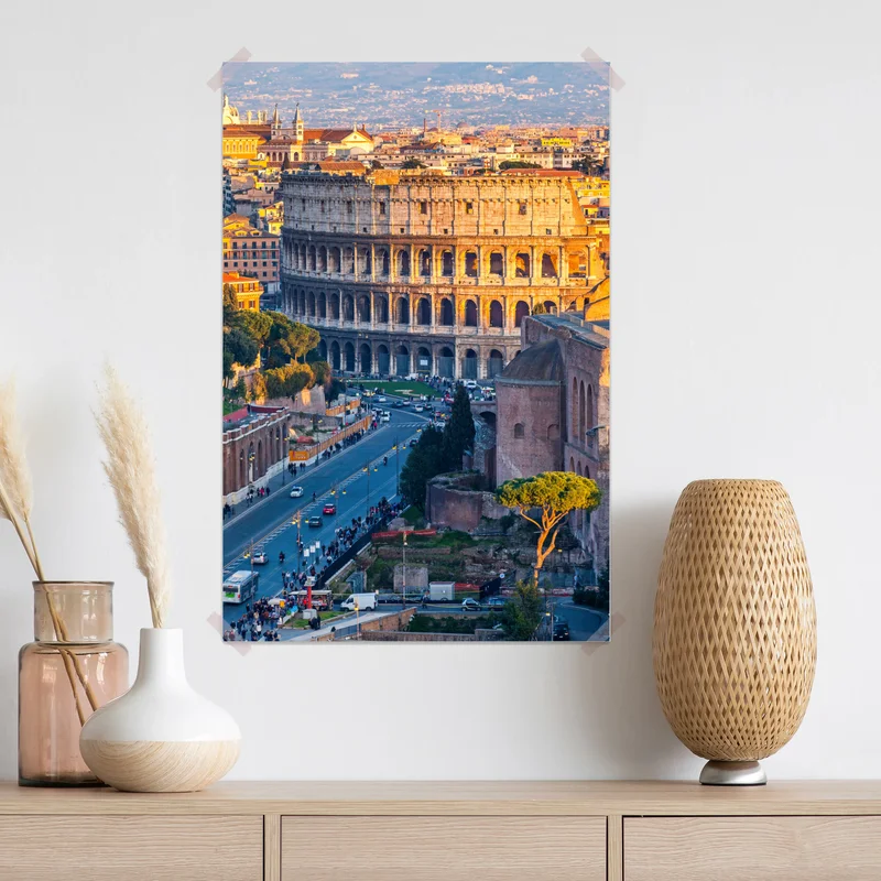 Poster goldenes kolosseum bei sonnenuntergang, Rom Poster goldenes kolosseum bei sonnenuntergang, Rom