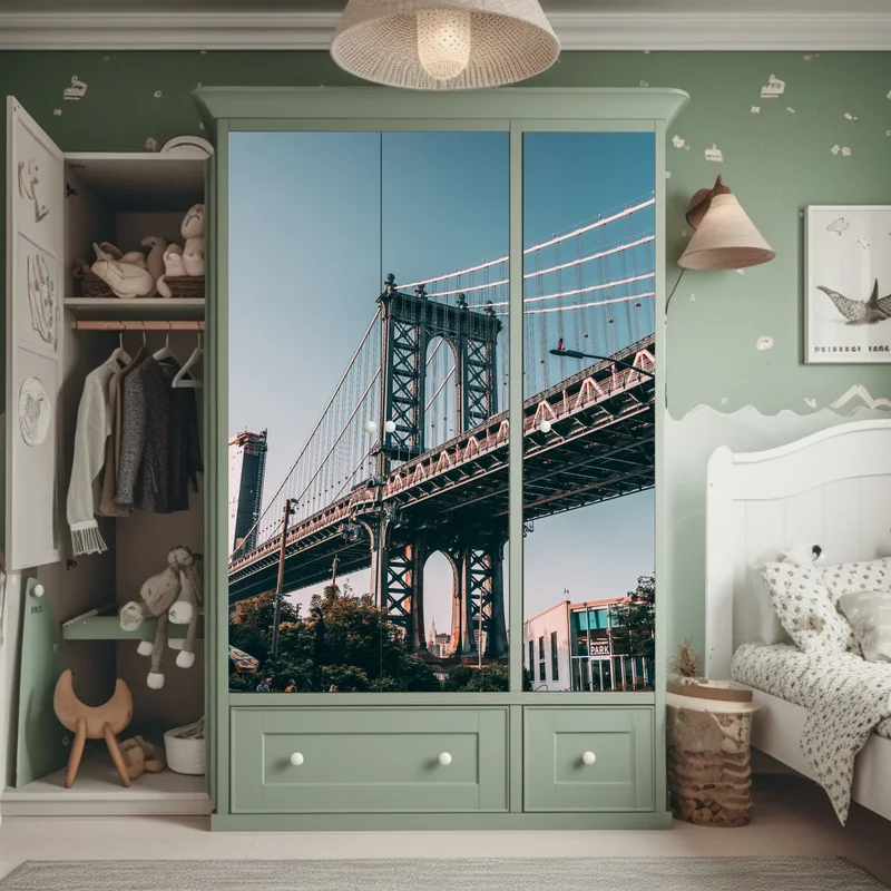 Schrankaufkleber Manhattan brücke in urbaner perspektive