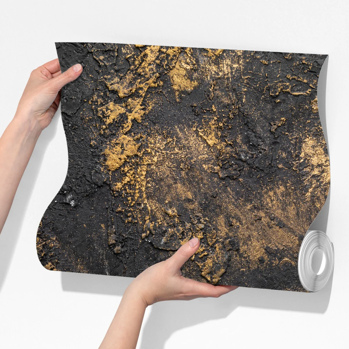 Fototapeta czarno-złota teksturowana abstrakcja ścienna Fototapeta czarno-złota teksturowana abstrakcja ścienna