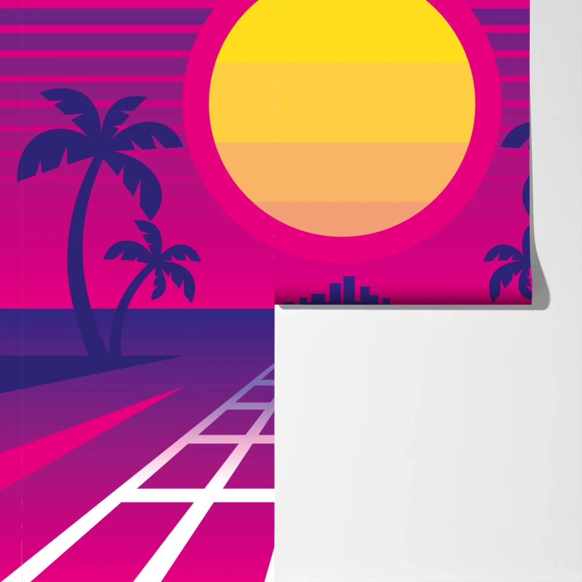 Fototapete neon sonnenuntergang skyline Fototapete neon sonnenuntergang skyline