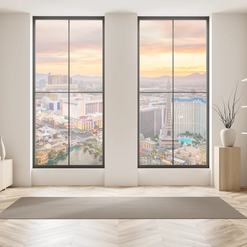 Naklejka na okno Las Vegas panorama o zmierzchu