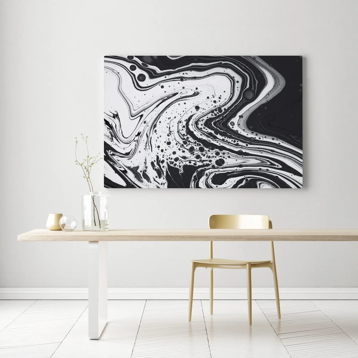 Leinwandbild schwarz-weißes marmormuster Leinwandbild schwarz-weißes marmormuster