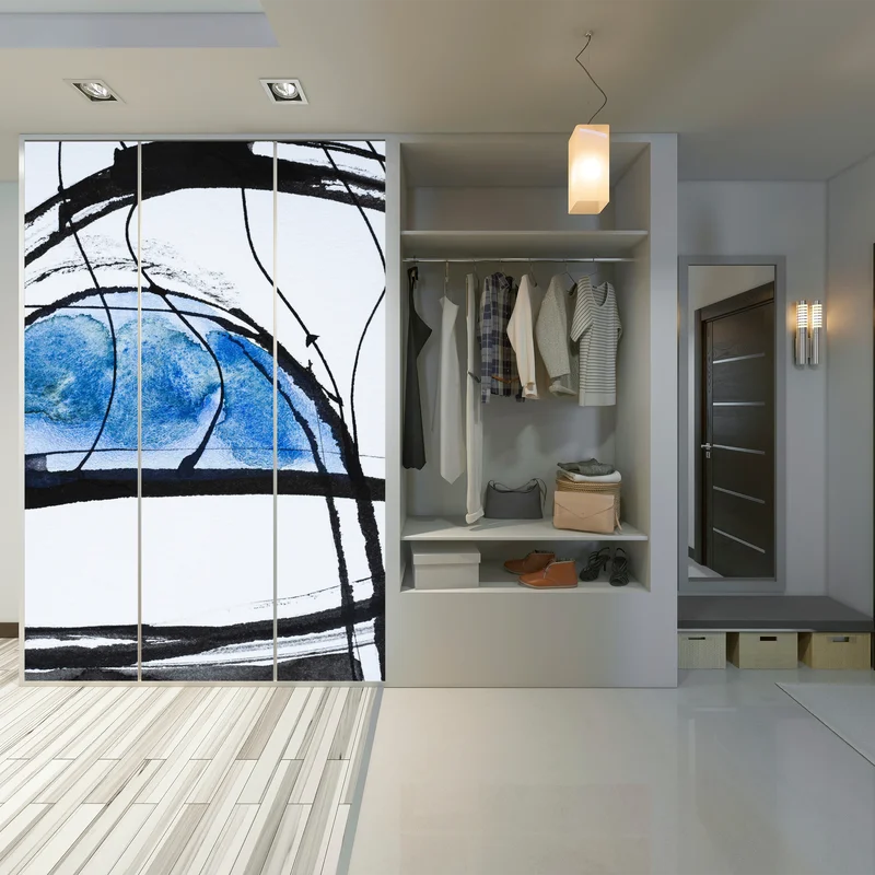 Schrankaufkleber blaue abstrakte tusche- und aquarellkomposition