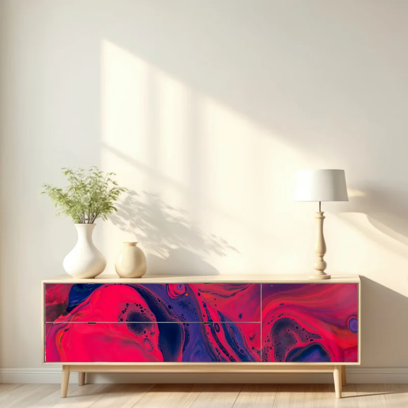 Repositionierbarer Aufkleber leuchtende pinke abstrakte flüssige kunst