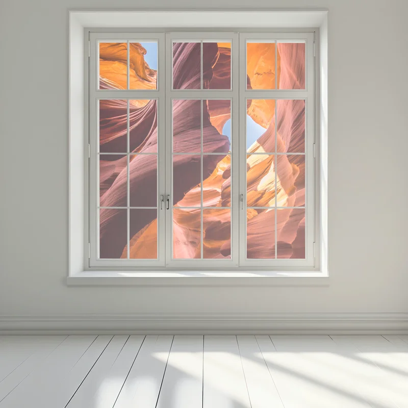 Fensteraufkleber sonnenbeschienene schlucht mit sandsteinformationen Fensteraufkleber sonnenbeschienene schlucht mit sandsteinformationen