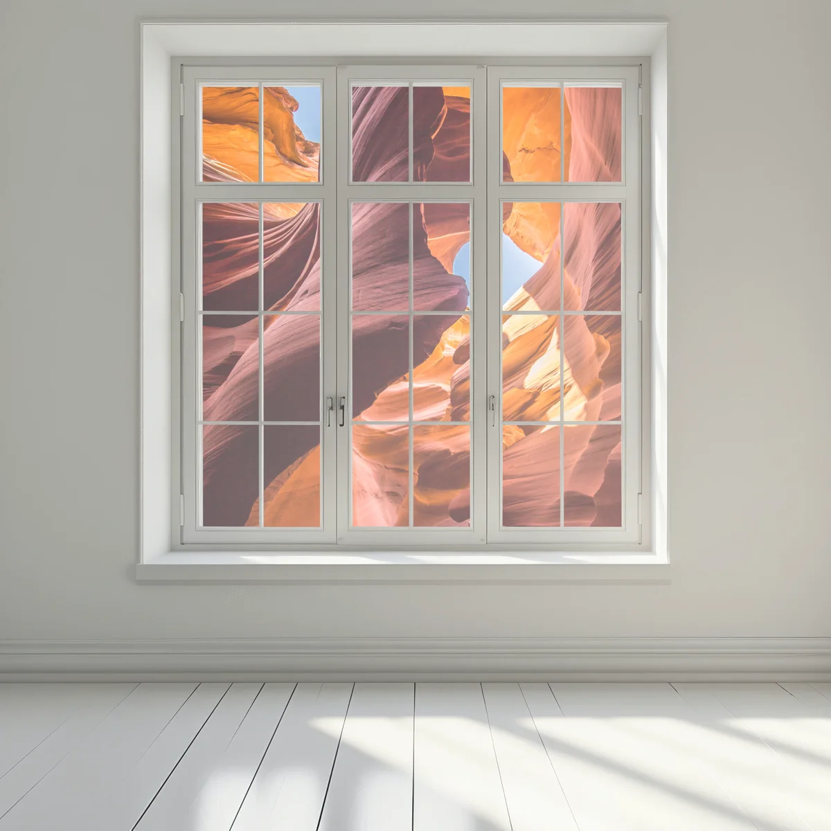 Fensteraufkleber sonnenbeschienene schlucht mit sandsteinformationen Fensteraufkleber sonnenbeschienene schlucht mit sandsteinformationen