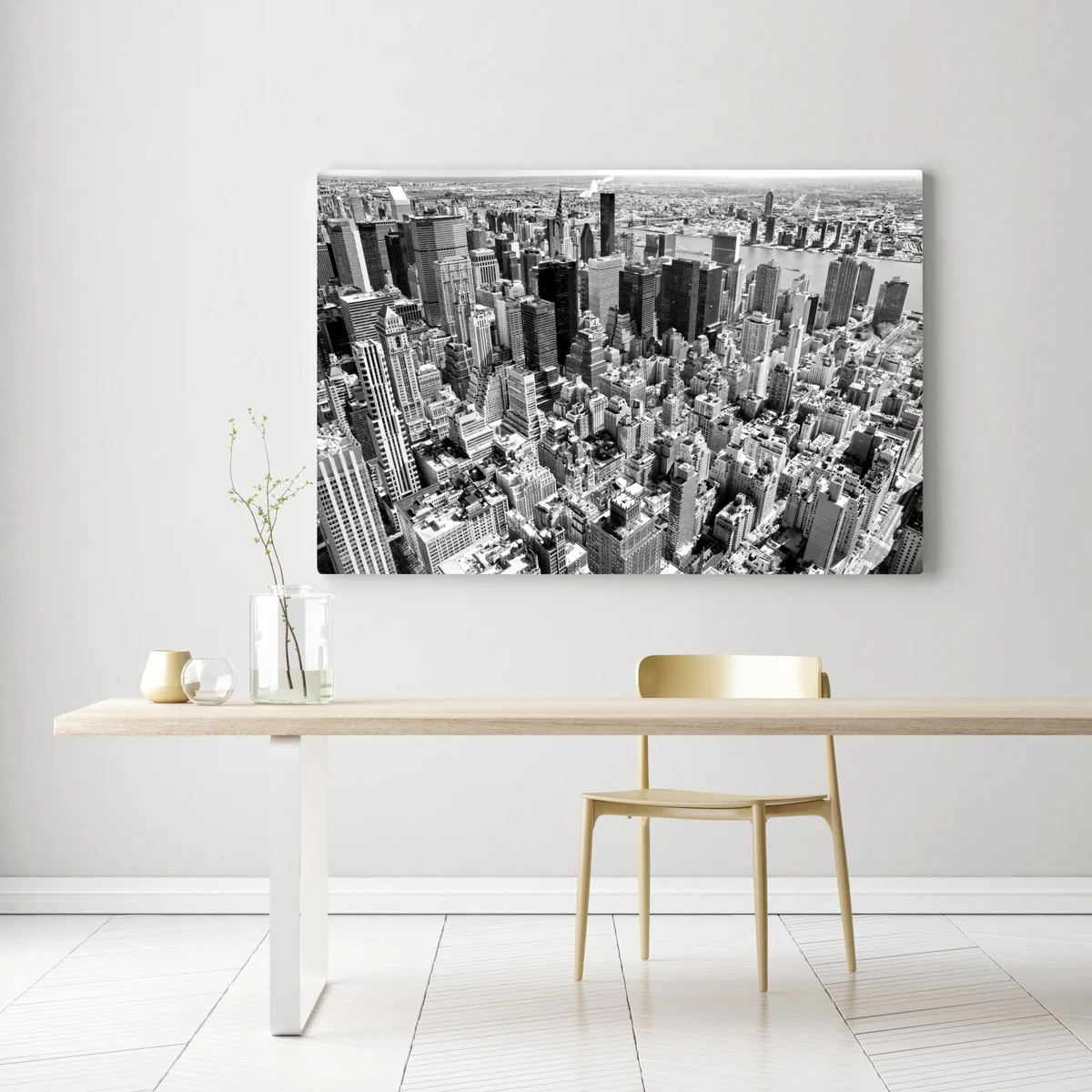 Leinwandbild luftaufnahme der skyline von Manhattan in schwarzweiß Leinwandbild luftaufnahme der skyline von Manhattan in schwarzweiß