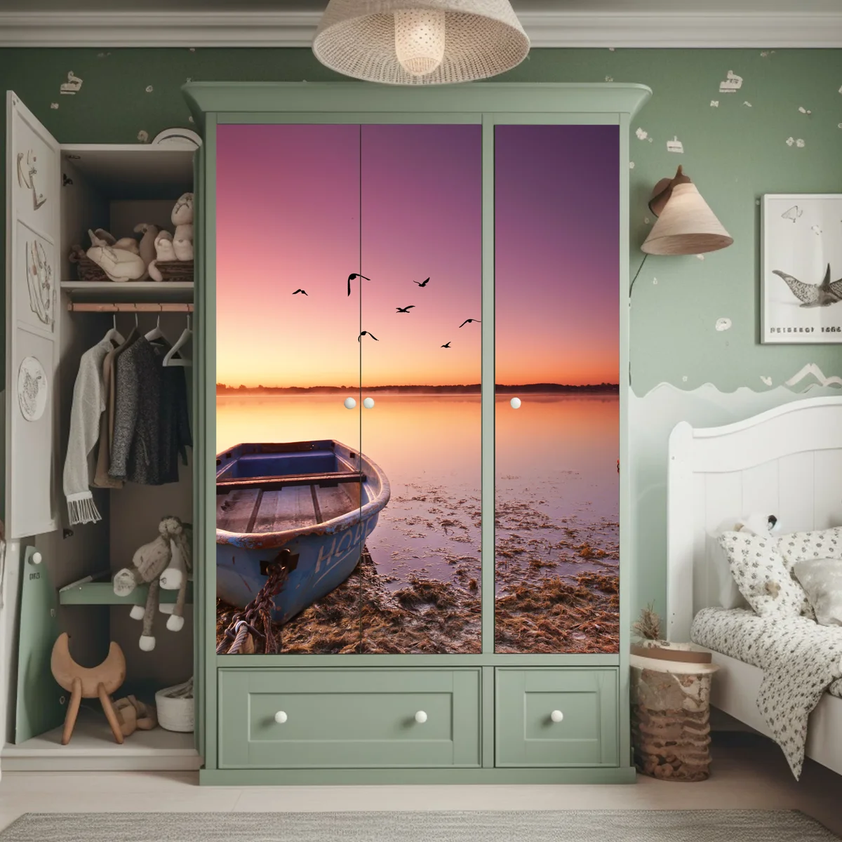 Schrankaufkleber friedliche bootsstimmung im abendlicht Schrankaufkleber friedliche bootsstimmung im abendlicht