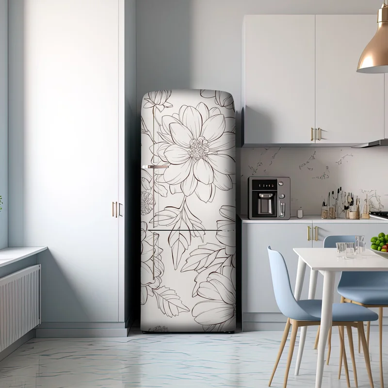 Kühlschrankaufkleber zartes botanisches blumenmuster Kühlschrankaufkleber zartes botanisches blumenmuster