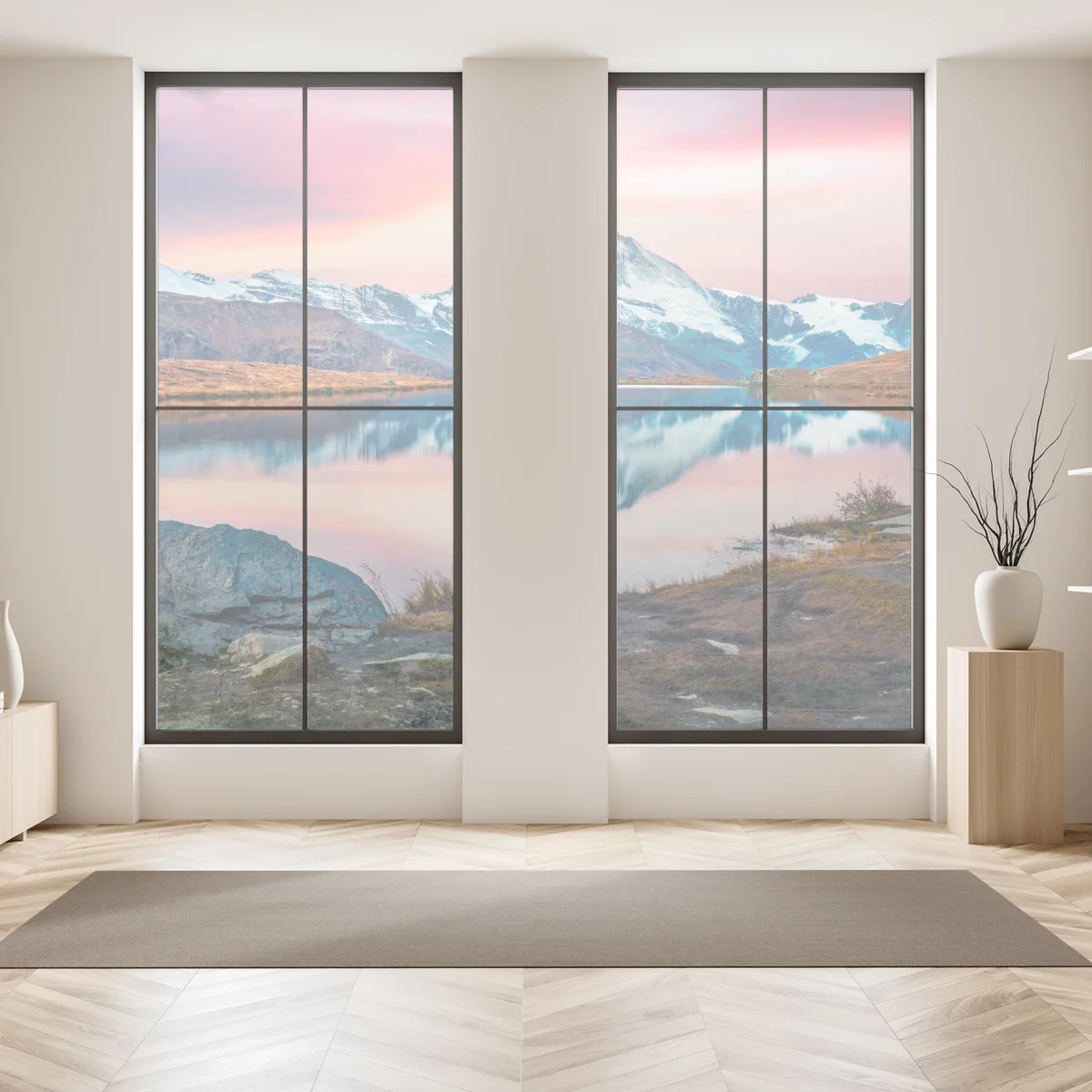 Fensteraufkleber majestätisches Matterhorn spiegelt sich im Stellisee Fensteraufkleber majestätisches Matterhorn spiegelt sich im Stellisee