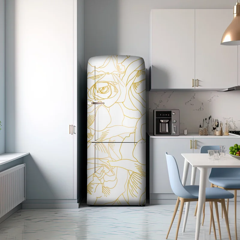 Kühlschrankaufkleber goldene rosen linienzeichnung Kühlschrankaufkleber goldene rosen linienzeichnung