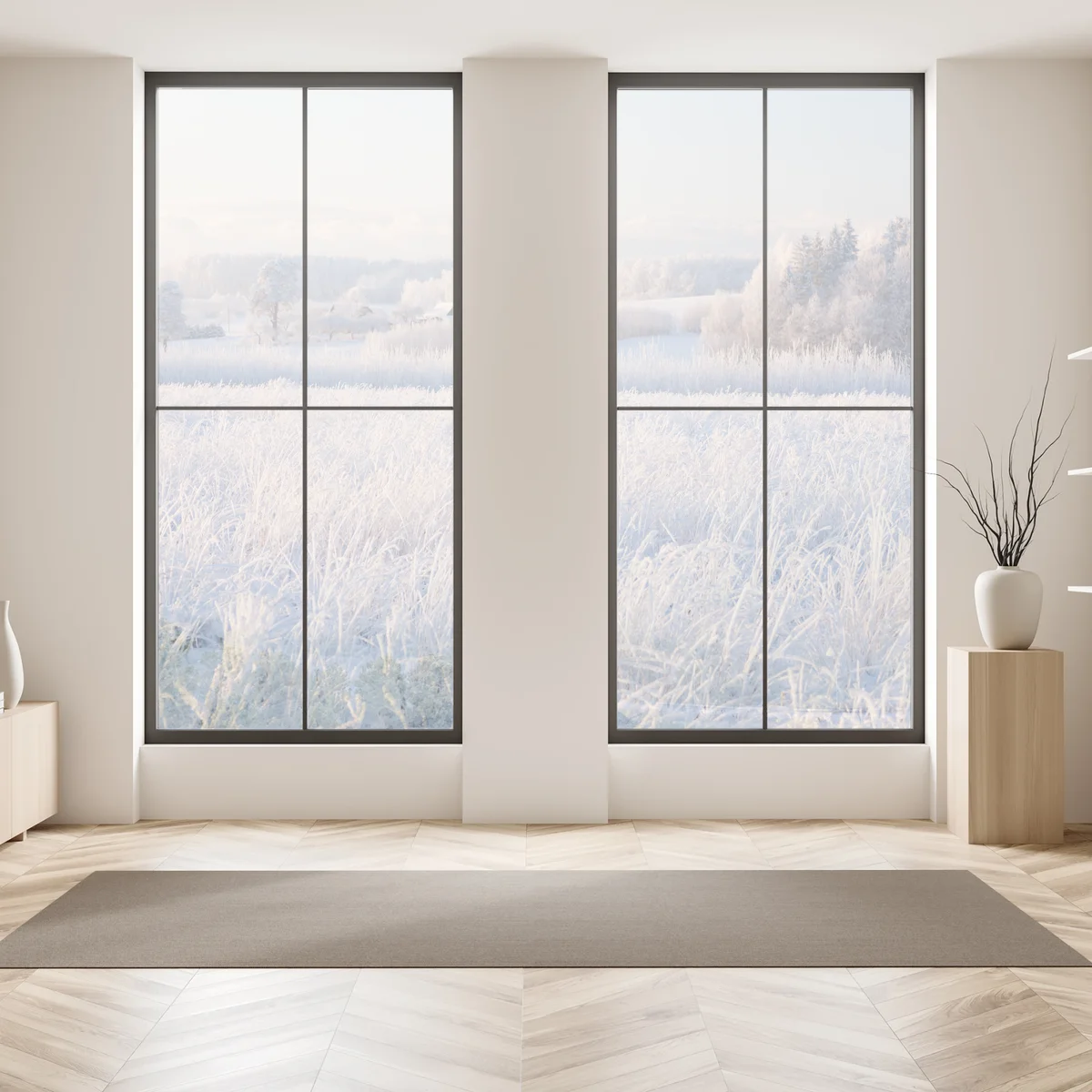 Naklejka na okno szronowa łąka o poranku Naklejka na okno szronowa łąka o poranku