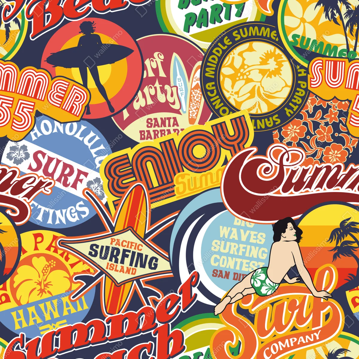 Kühlschrankaufkleber retro surf aufkleber-collage Kühlschrankaufkleber retro surf aufkleber-collage