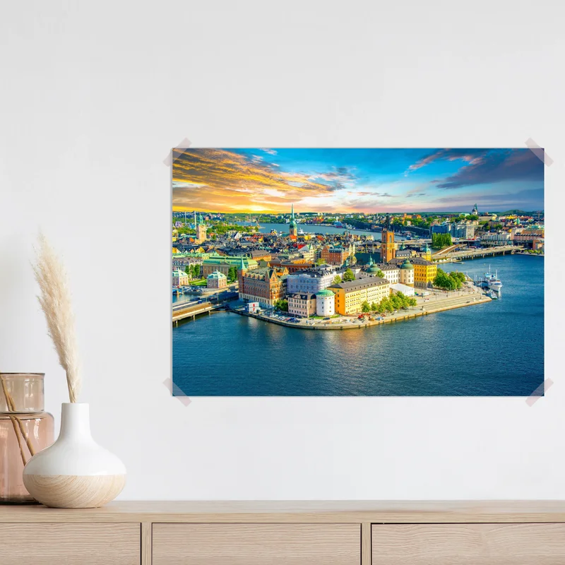 Poster lebendige stadtansicht von Stockholm bei sonnenuntergang Poster lebendige stadtansicht von Stockholm bei sonnenuntergang