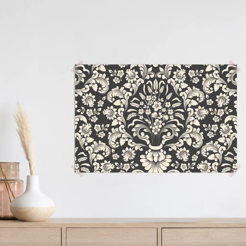 Poster vintage blumiges damastmuster Poster vintage blumiges damastmuster