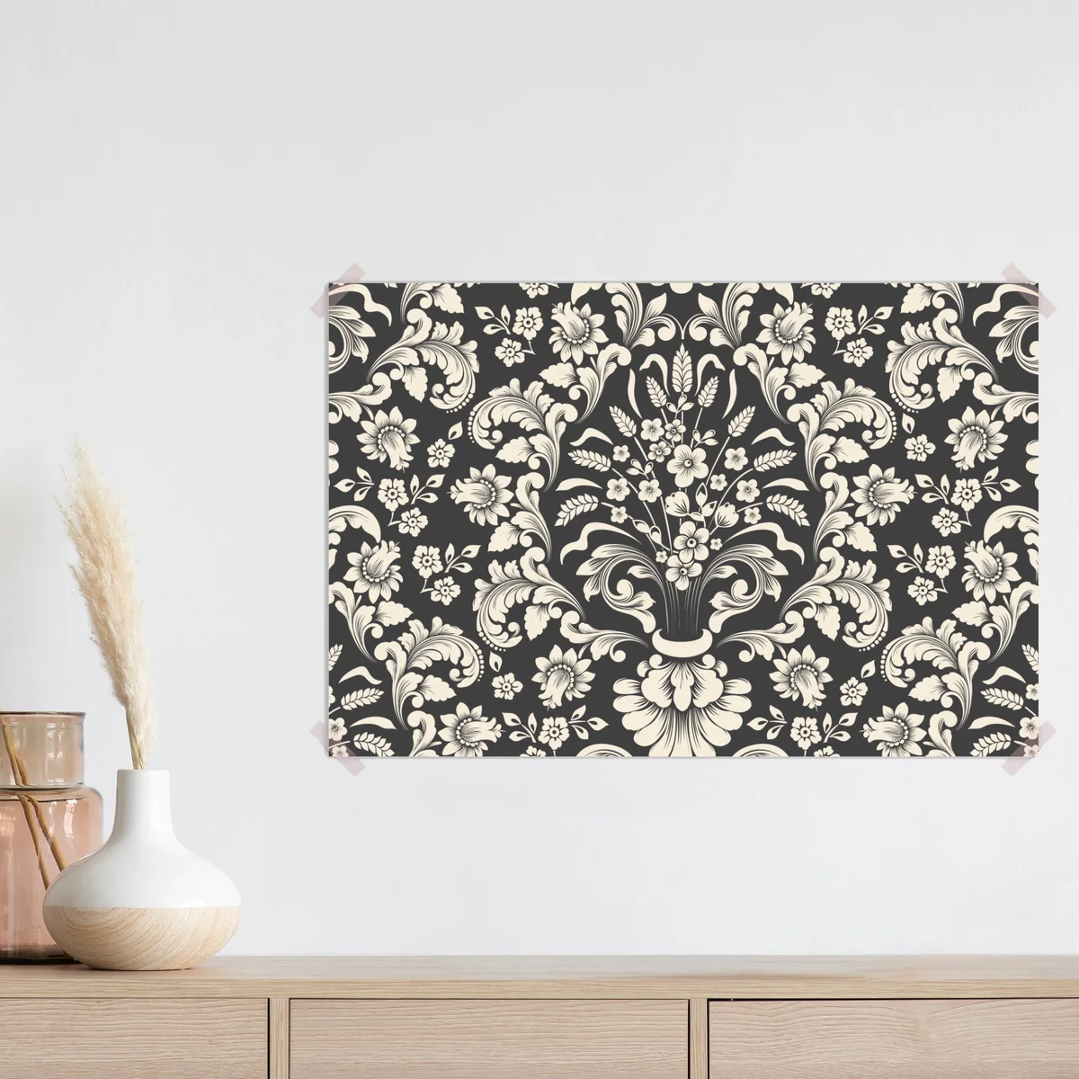 Poster vintage blumiges damastmuster Poster vintage blumiges damastmuster