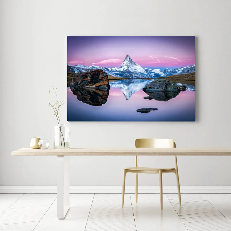 Leinwandbild majestätischer alpenberg gespiegelt im ruhigen see Leinwandbild majestätischer alpenberg gespiegelt im ruhigen see