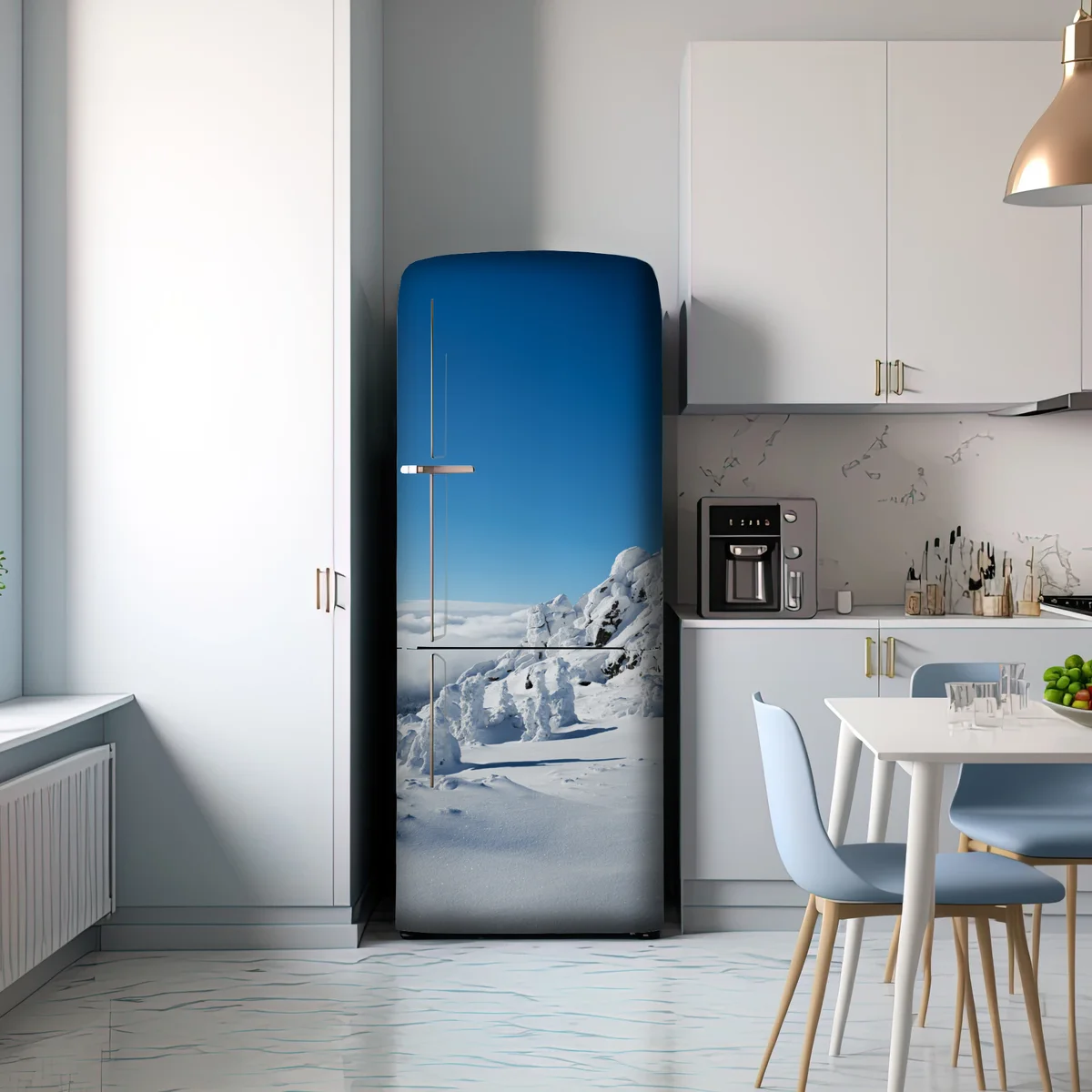 Kühlschrankaufkleber ruhige verschneite berglandschaft Kühlschrankaufkleber ruhige verschneite berglandschaft