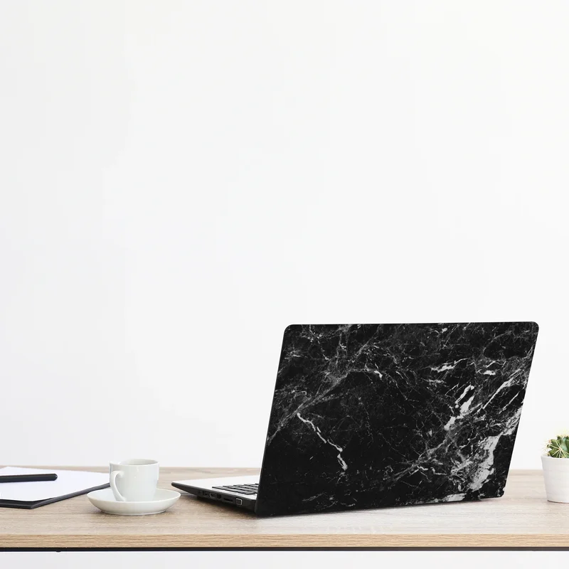 Laptop-Aufkleber schwarzer marmor mit weißen adern