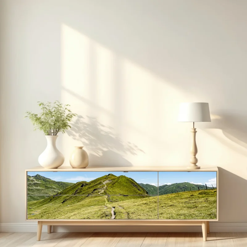 Repositionierbarer Aufkleber gewundener wanderweg im Zillertal