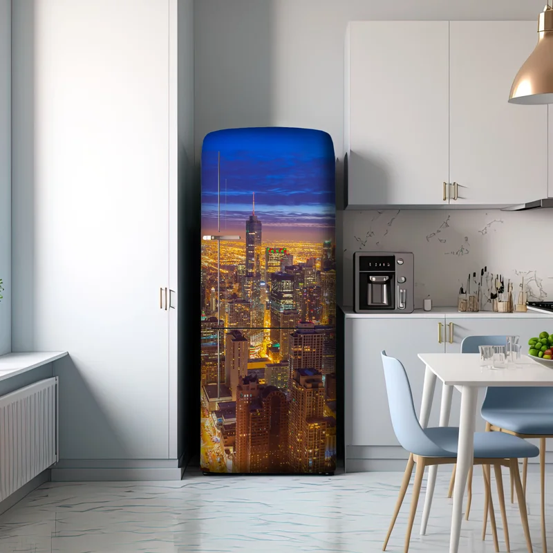 Kühlschrankaufkleber Chicago nächtliche skyline panorama